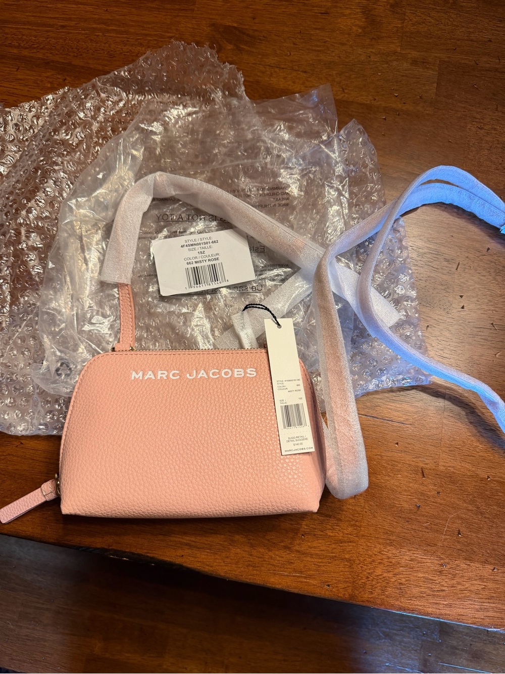 Marc Jacobs NEW Small Pink Dome Crossbody Bag White Lettering Gold Hardware